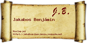 Jakabos Benjámin névjegykártya